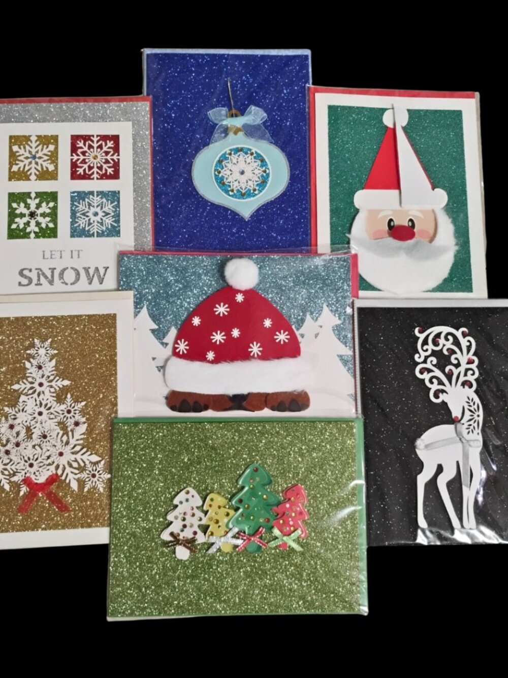 Burgoyne 3D Christmas Cards Set of 7 Individually Wrapped Holiday Message Inside